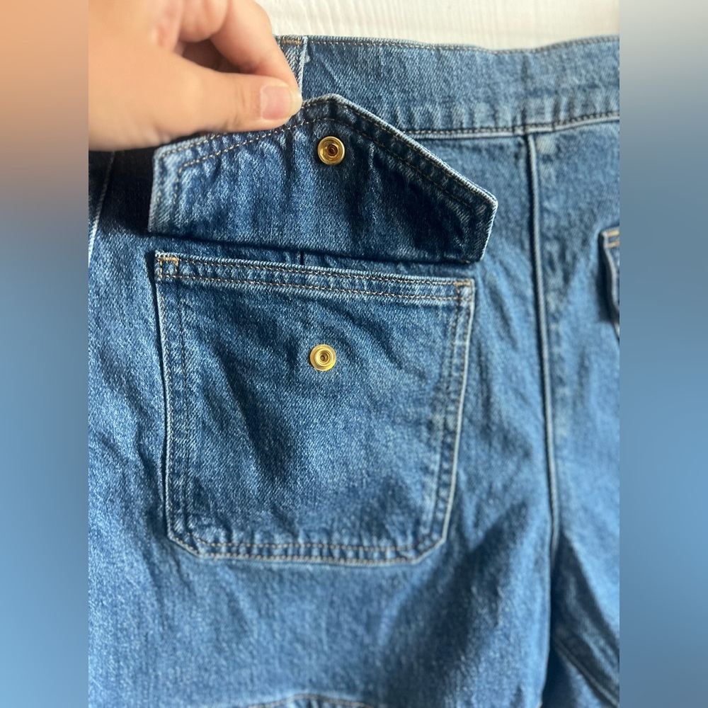 J.Crew Sailor Pockets Denim Shorts Womens Side Zip Stretch Blue Jean Size 28 EUC - Picture 3 of 10